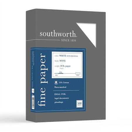 Southworth Paper, 25%Ctn, 20#, Rld, Ltr, We Pk SOU403CR